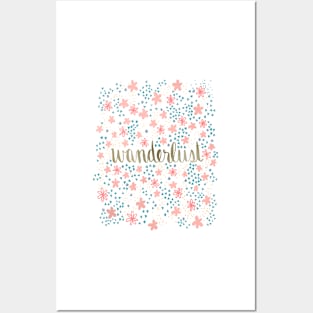 Wanderlust - Coral and Teal Metallic Posters and Art